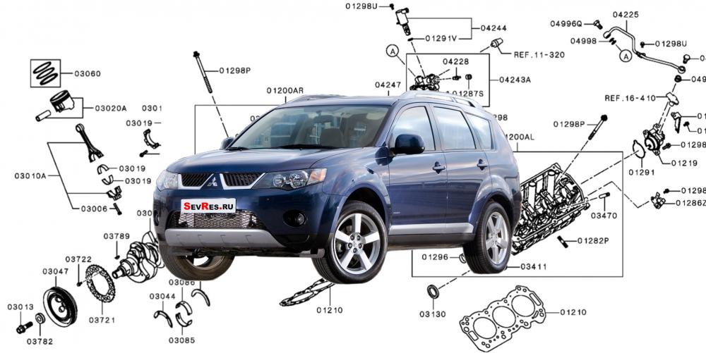 Ремонт двигателя автомобиля Mitsubishi Outlander | CW0W | 2005-2012 | 2 поколение