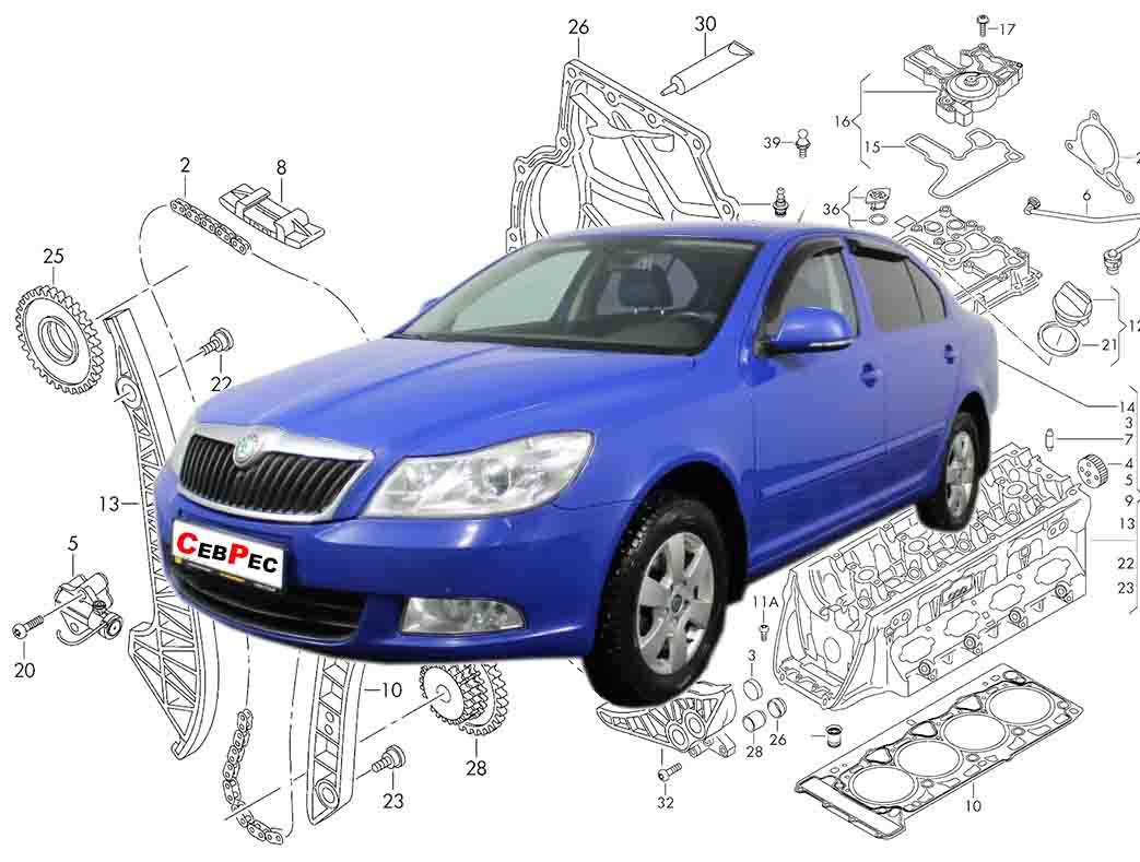 Ремонт двигателя автомобиля Skoda Octavia | Модификация: A5 | Годы выпуска: 2004-2013 | 2 поколение